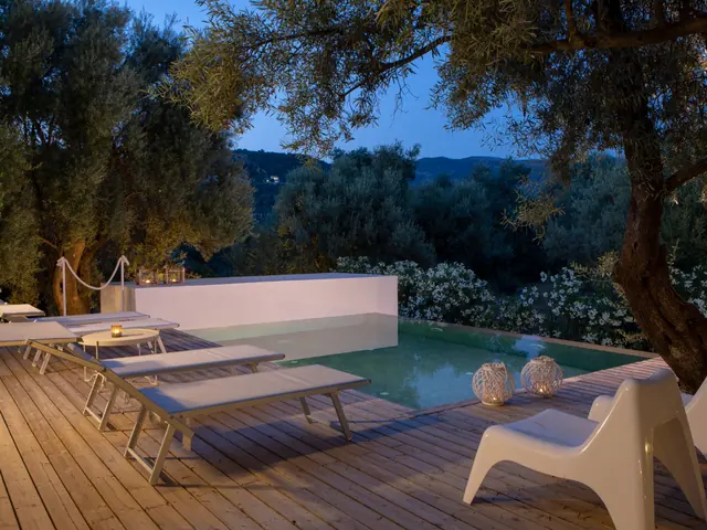 Pool and deck at Villa Mavrades